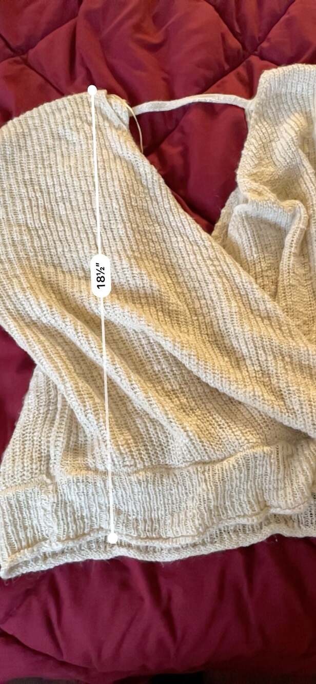 Miou Muse Beige Knit Long Sleeve Wrap Sweater - Picture 5 of 7